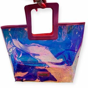 JUICY COUTURE Women’s Pink Iridescent Clear Tote Bag